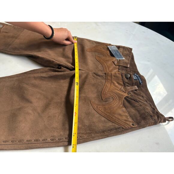 Vintage Ralph Lauren Suede Leather Fringe Pants Western Concho Lace Up Boho NWT - Picture 7 of 16